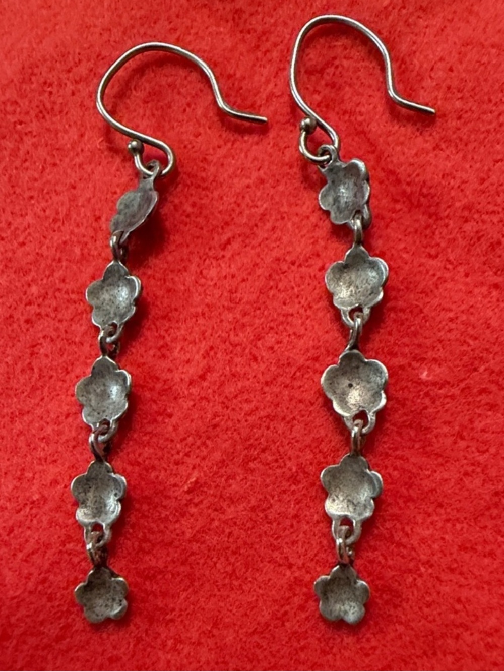 Me&Ro Graduated Floral Drop Earrings - Sterling Silver